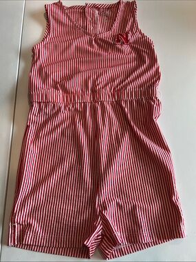 Girls' Husker Rompet - 5T, Red and White Striped Sleeveless, 1 piece